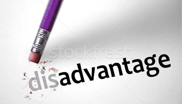 [[stock_photo]]: Gomme · mot · inconvénient · avantage · papier · vitesse