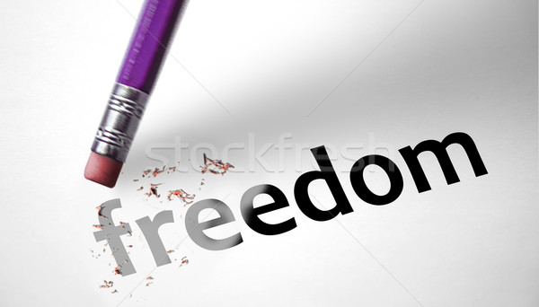 Eraser parola libertà felice natura matita Foto d'archivio © klublu
