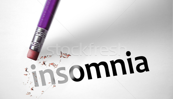 Radieră cuvant insomnie creion medicină dormitor Imagine de stoc © klublu