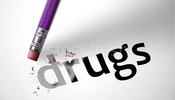 Eraser слово наркотики карандашом знак медицина Сток-фото © klublu