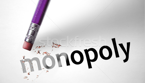 Radieră cuvant monopol bani hârtie piaţă Imagine de stoc © klublu