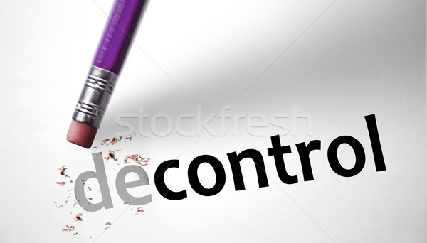 Radieră cuvant control hârtie creion semna Imagine de stoc © klublu