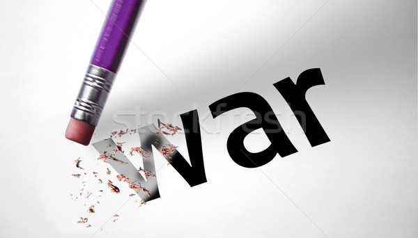 Eraser deleting the word WAR  Stock photo © klublu