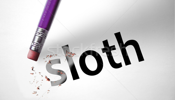 Eraser deleting the word Sloth  Stock photo © klublu