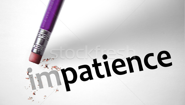 Eraser changing the word Impatience for Patience  Stock photo © klublu