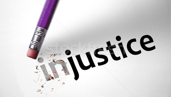 Eraser changing the word Injustice for Justice Stock photo © klublu