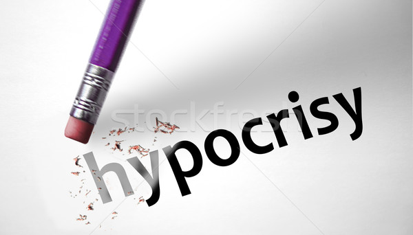 Eraser deleting the word Hypocrisy Stock photo © klublu