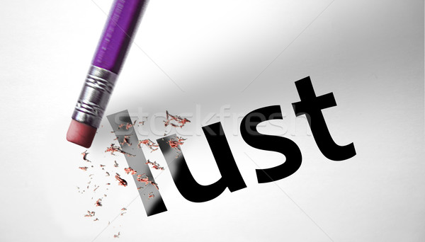 Eraser deleting the word Lust  Stock photo © klublu