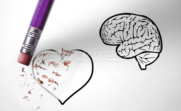 Eraser чувства любви мозг силуэта думать Сток-фото © klublu