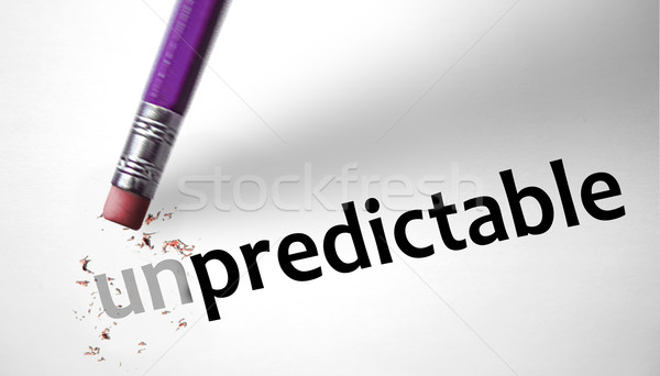 Stock photo: Eraser changing the word Unpredictable for Predictable 