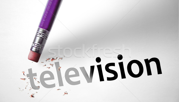 Gumki słowo telewizji farbują relaks oglądać Zdjęcia stock © klublu