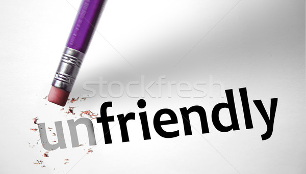 Eraser changing the word Unfriendly for Friendly  Stock photo © klublu