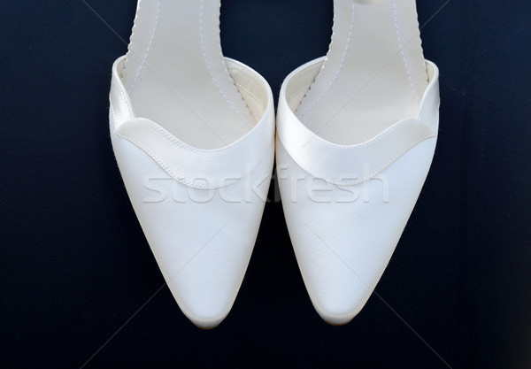 Stock fotó: Menyasszonyok · cipők · közelkép · pár · fehér · szépség