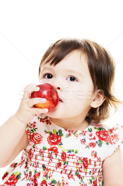 Tatma elma küçük kız ilk zaman çocuk Stok fotoğraf © KMWPhotography