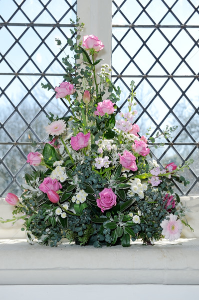 Flowers decorate church Stock photo © KMWPhotography