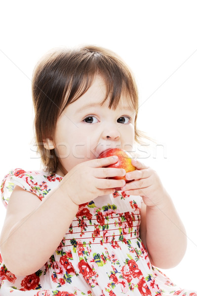 Duży gryźć jabłko dziewczynka czerwone jabłko Zdjęcia stock © KMWPhotography