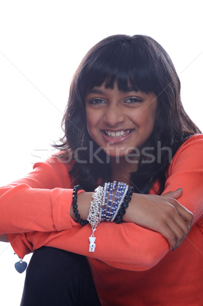 ázsiai lány nevet indiai izolált mosoly Stock fotó © KMWPhotography