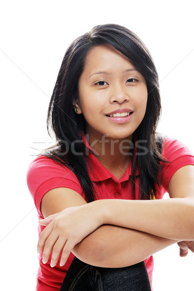 Asiático mulher menina vermelho olhando Foto stock © KMWPhotography