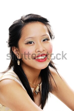 Stockfoto: Glimlachend · tiener · asian · tienermeisje · naar · gelukkig