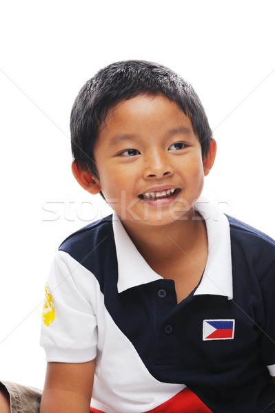 Fülöp-szigetek fiú ázsiai zászló póló boldog Stock fotó © KMWPhotography
