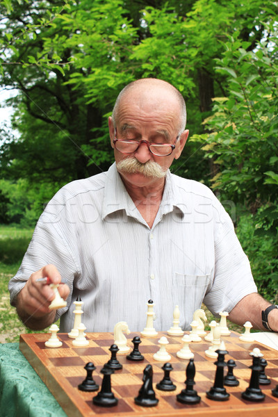 Foto stock: Homem · jogar · xadrez · negócio · mão · homens