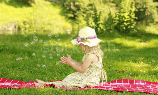 little girl with soap bubbles Stock photo © koca777