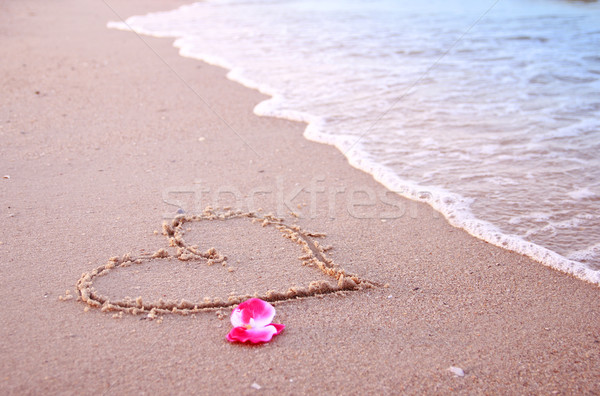 Stock photo: heart in the sand on the seashore 