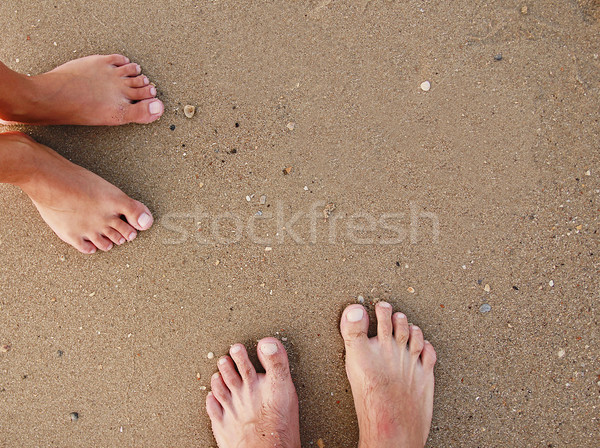 footprints of a loving couple in the sand on the seashore Stock photo © koca777