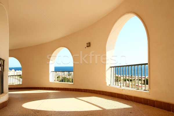 Windows arch with sea view Stock photo © koca777