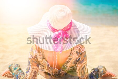 Fille portable plage femme femmes soleil [[stock_photo]] © koca777