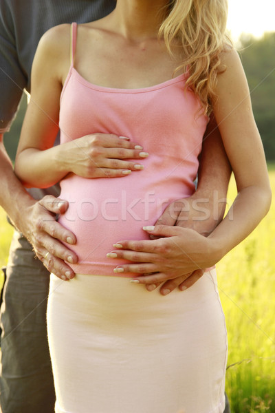 Ventre femme enceinte mari extérieur femme herbe [[stock_photo]] © koca777