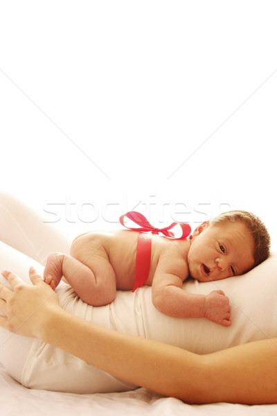 one cute little newborn baby lying on his mom  Stock photo © koca777