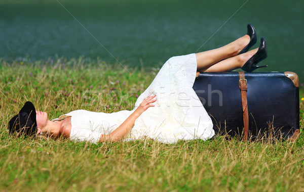 young woman with a suitcase Stock photo © koca777