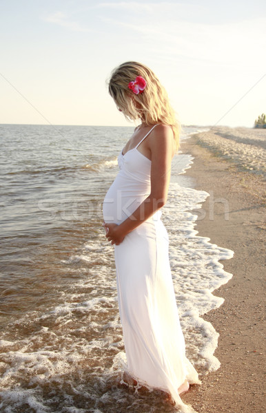 Femme enceinte plage femme eau mains amour [[stock_photo]] © koca777