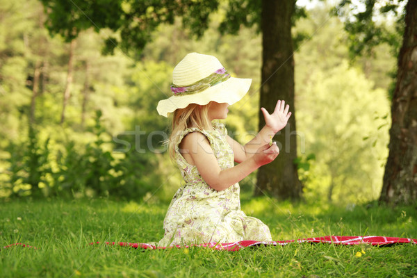 Belle petite fille jouer nature famille bébé [[stock_photo]] © koca777