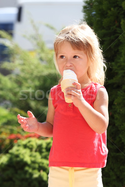 little girl eating ice cream outdoors Stock photo © koca777