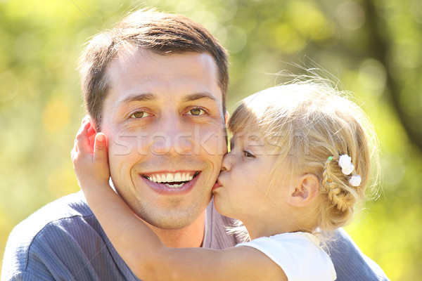 Foto stock: Padre · pequeño · hija · naturaleza · jóvenes · ninos