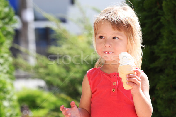 little girl eating ice cream outdoors Stock photo © koca777