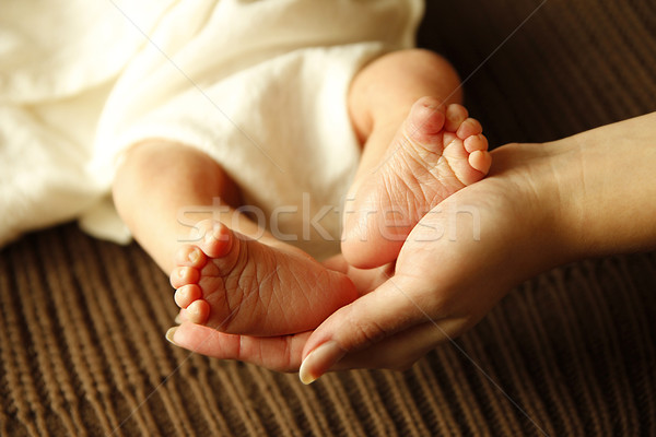 Foto stock: Piernas · uno · cute · recién · nacido · pequeño · bebé