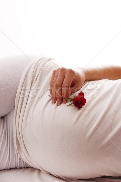 Estomac femme enceinte blanche rose femme main [[stock_photo]] © koca777