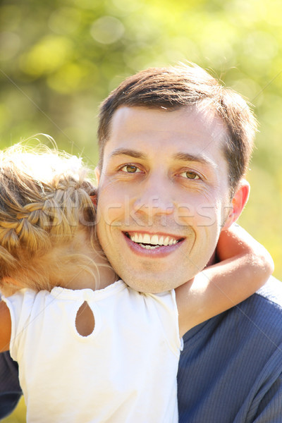 Foto stock: Padre · pequeño · hija · naturaleza · jóvenes · ninos