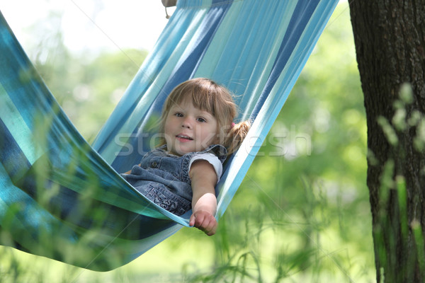 Stock fotó: Kislány · függőágy · gyönyörű · lány · arc · nap