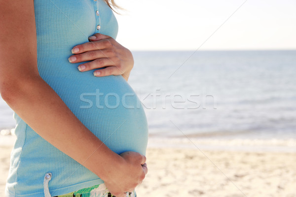 Femme enceinte plage femme eau mains amour [[stock_photo]] © koca777