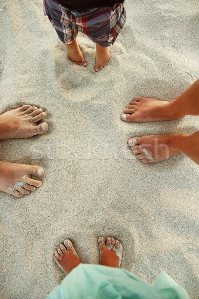 Stockfoto: Familie · voeten · zand · strand · vrouw · baby