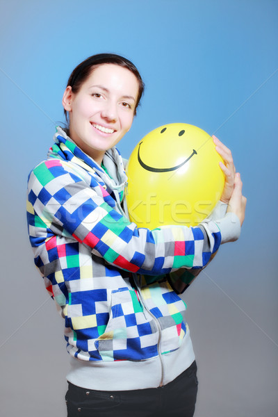 Kız balon sarı mavi moda Stok fotoğraf © kokimk