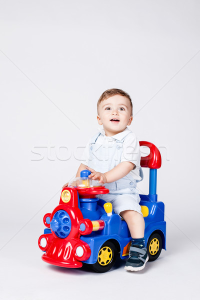 Bebek erkek oyuncak kamyon oynama doğum günü Stok fotoğraf © kokimk