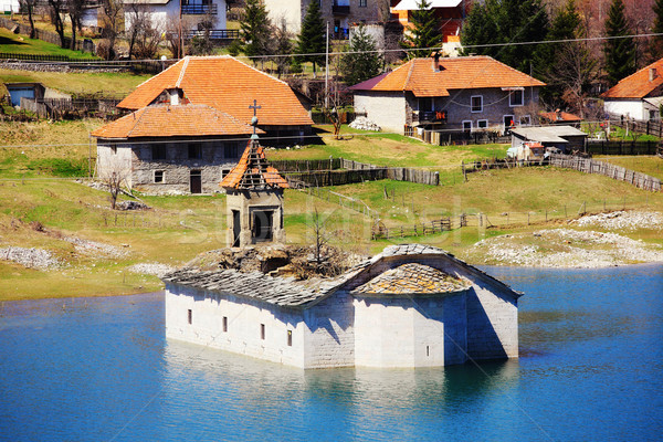 Sualtı kilise göl Makedonya doğa çapraz Stok fotoğraf © kokimk