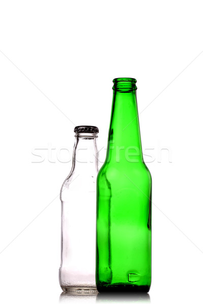 Piwa butelek pusty otwarte zielone odizolowany Zdjęcia stock © kokimk