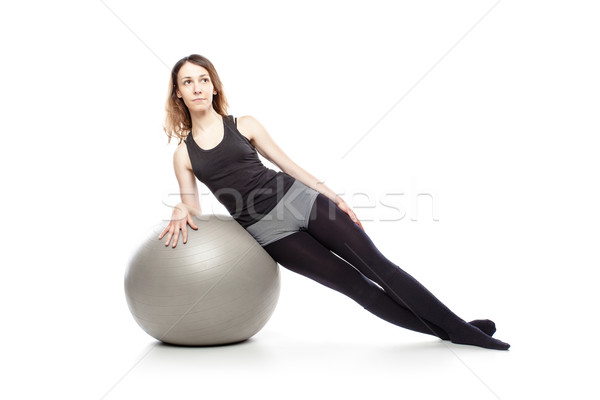 Kaukázusi nő testmozgás pilates izolált stúdió Stock fotó © kokimk