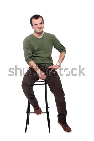 Gündelik sandalye yalıtılmış beyaz gülümseme Stok fotoğraf © kokimk